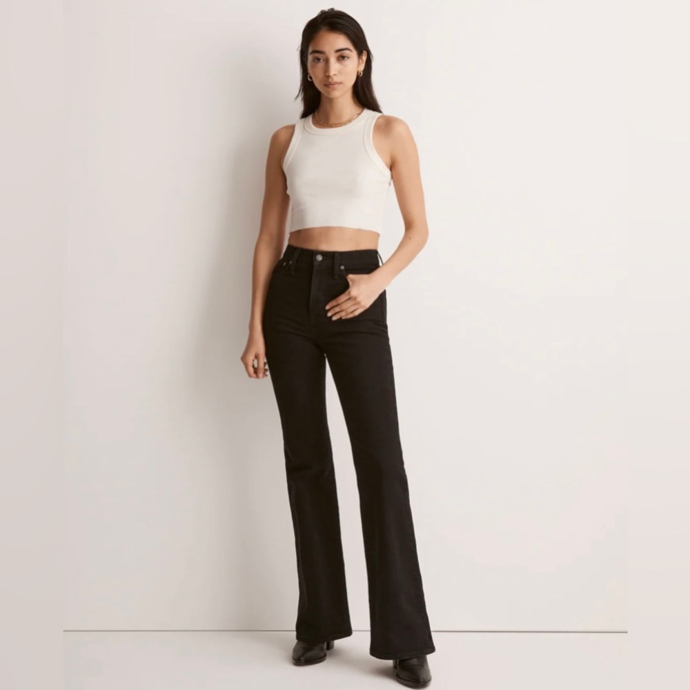 Madewell The Perfect Vintage Flare High Rise Waist Jean Black Wash 28